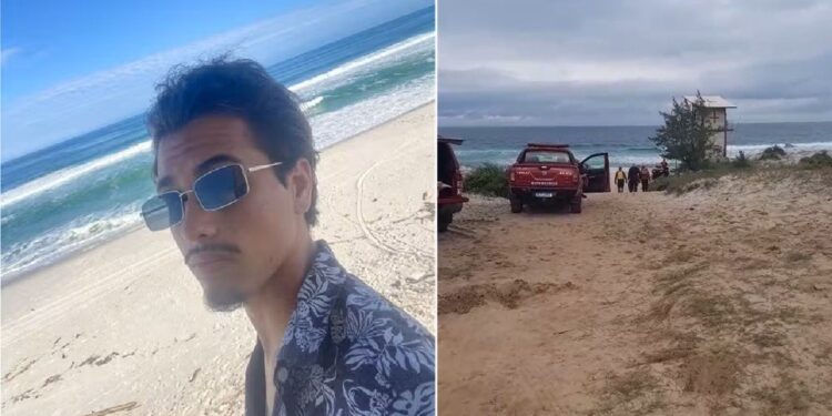 Bombeiros entram no segundo dia de buscas por jovem no mar de Arraial do Cabo; mergulhadores atuam no local